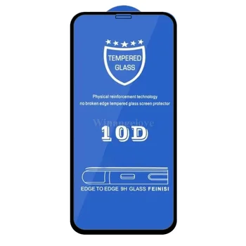 100шт 10D Закаленное стекло для iPhone 13 Pro Max Защитная пленка для экрана Для iPhone 12 X 7 Plus Полностью изогнутое стекло твердостью 9H