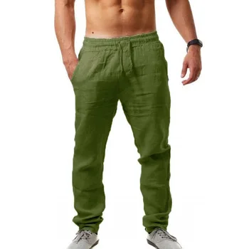 2020 Новые Мужские Хлопчатобумажные Льняные брюки, Мужские Летние Дышащие Однотонные Льняные брюки Для фитнеса, Уличная одежда M-3XL