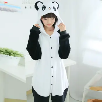 Зимние теплые пижамные комплекты с животными Пандами для взрослых с коротким хвостом, милая пижама длиной до пола с героями мультфильмов, одежда для косплея