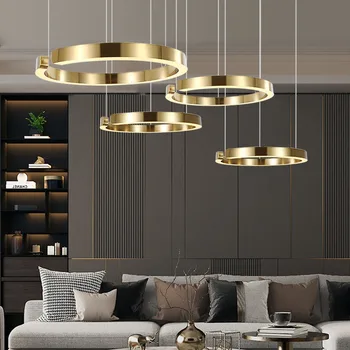 Люстра для столовой led современные лампы для спальни подвесные светильники креативная скандинавская минималистичная кольцевая лампа-люстра для гостиной