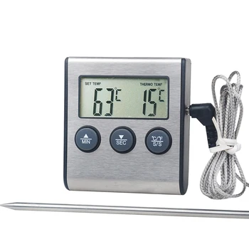 Мини-кухня TP700, цифровой термометр для приготовления мяса, температура пищи для духовки, функция таймера для гриля барбекю + зонд из нержавеющей стали