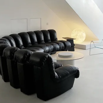 Современные диваны для гостиной, Роскошное минималистичное кресло с откидной спинкой, Секционный кожаный диван, Изогнутый Подлокотник, Украшение салона Fauteuil