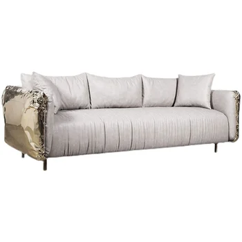 Тканевый Кожаный многоместный диван, Итальянский Легкий Роскошный Простой Белый Для Отдыха, 2,3 метра, Современная вилла роскошного дизайна